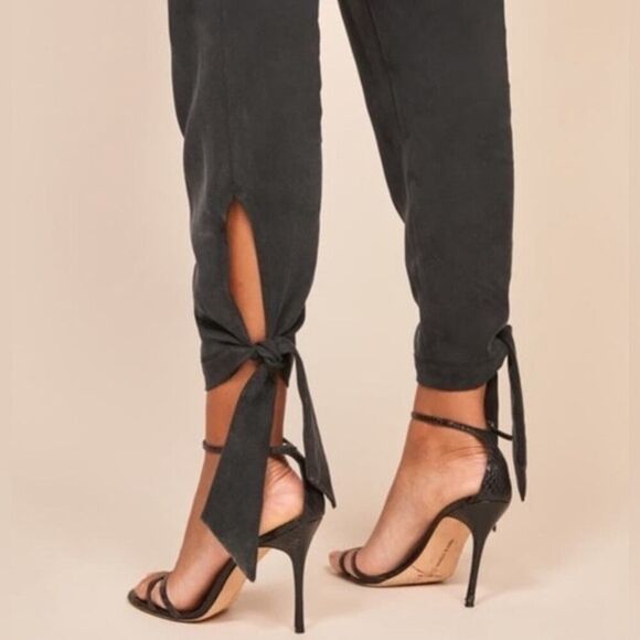 Reformation Avalon Vintage Black Ankle Tie High Waisted Trouser - Size: 10 - Picture 9 of 13